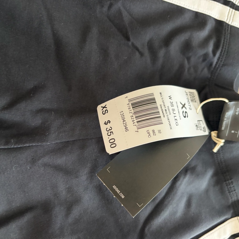 adidas Black Shorts with White Trim and Tag